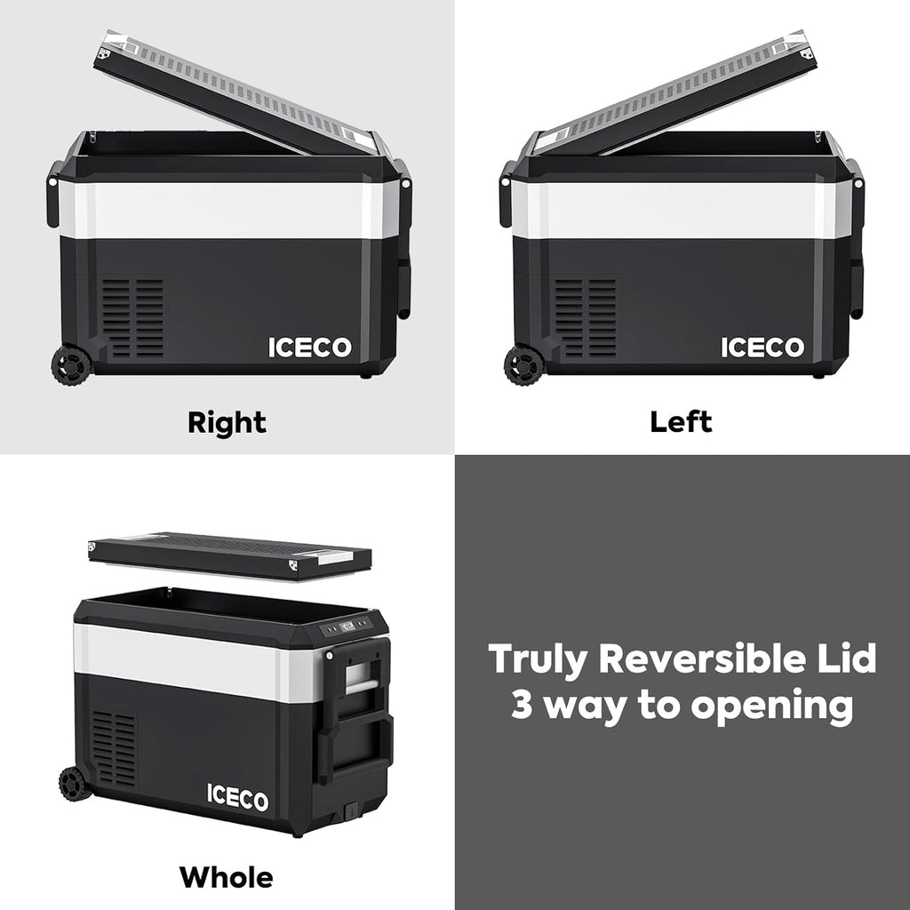 ICECO JP40 Pro 12 Volt Refrigerator, Portable Fridge with Wheels, 12V Car Freezer Powered by SECOP, DC 12/24V AC 110/240V, 40.7 Quart, -4℉～68℉, With 250Wh Magnetic Battery