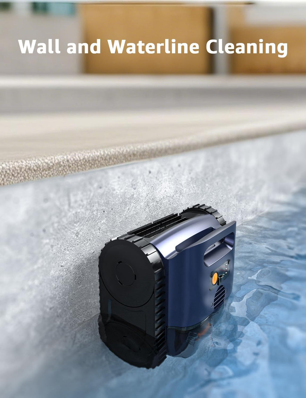 Cordless Pool Vacuum for Inground Pools, Cordless Robotic Cleaner up to 2150 Sq.ft, Wall and Waterline Cleaning Vacuum, Drains Cross, Self-Parking Lasts 180 Mins