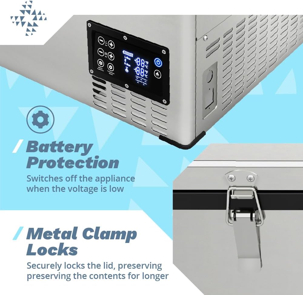 Bluefin Active Arktec Duo 80L | Portable Travel Fridge | Advanced Cooling & Freezing Technology | Energy Efficient Charging | Dual Storage Compartments | Smartphone App Control | LCD Display | AC & DC