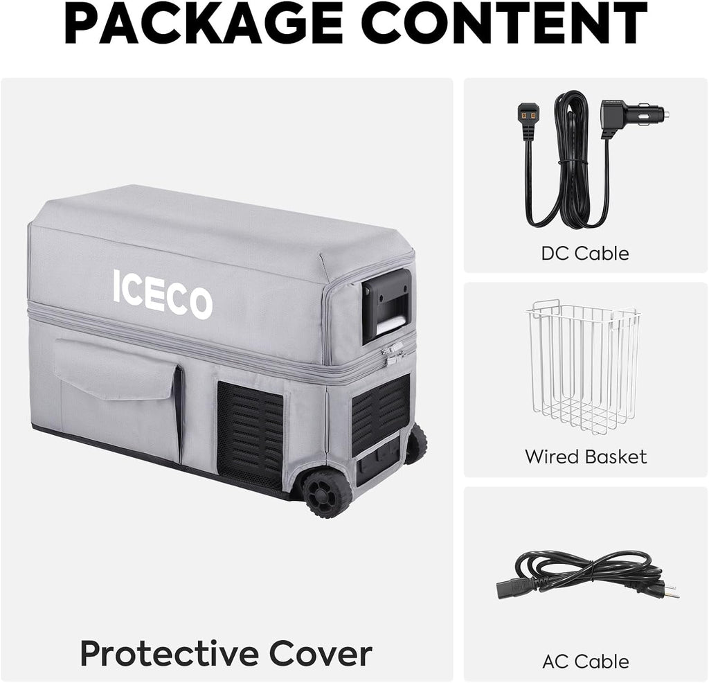 ICECO JP40 Pro 12 Volt Car Refrigerator, Portable Fridge Freezer for Camping, Car Fridge Powered by SECOP, 12V refrigerator for Car & Home, DC 12/24V, AC 110/240V, Multi-directional Lid
