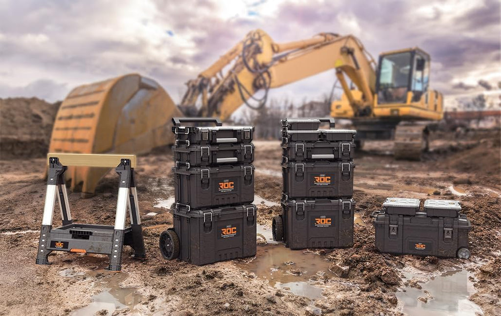Keter ROC Pro Gear Heavy Duty XL Toolbox, 25 Year Warranty, Modular, Stackable, Lightweight, Durable, IP65 Water Resistant, Black