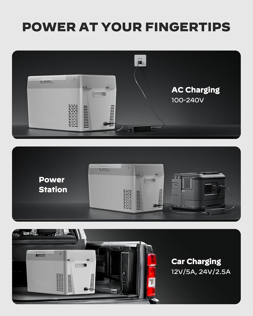 Marsail 12V Car Fridge 25QT Portable Freezer -4°F to 68°F, Compressor Cooler for Camping Travel Truck RV Home, Efficient Cooling & ECO Mode, Grey