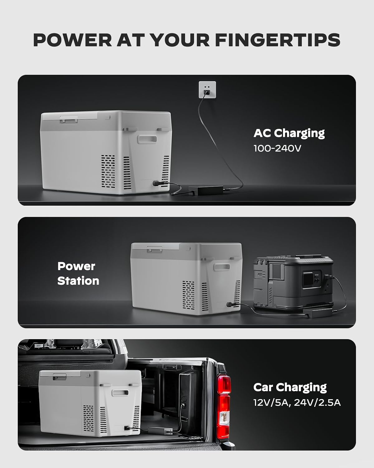 Marsail 12V Car Fridge 25QT Portable Freezer -4°F to 68°F, Compressor Cooler for Camping Travel Truck RV Home, Efficient Cooling & ECO Mode, Grey