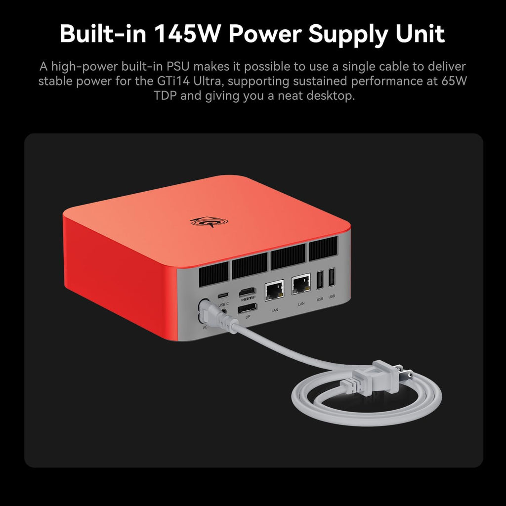 Beelink GTi14 Mini PC, Intel Ultra 9 185H (up to 5.1GHz) 16C/22T, Mini Computer 32GB DDR5 1TB PCIe4.0 SSD, Triple Display HDMI&DP/Thunderbolt 4/WiFi6/BT5.2/NPU/Support AI/Ubuntu/Openclaw/10Gbps