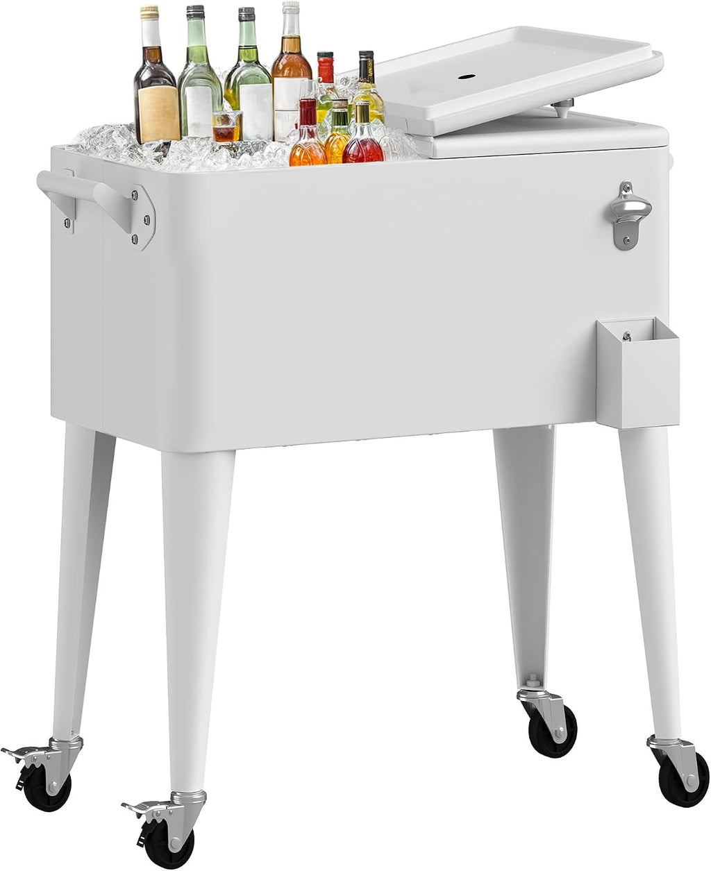 DWVO Ice Chest with Wheels,80 Quart Rolling Cooler with Bottle Opener Drainage, Patio Cooler Cart, Rolling Ice Chest with Handle for Patio Pool Deck Party BBQ Cookouts