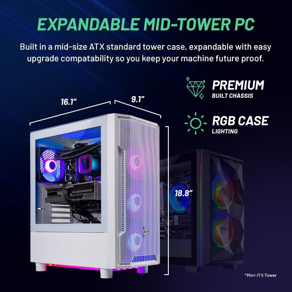Skytech Gaming Archangel Gaming PC, Intel i7 14700F 2.1GHz, NVIDIA RTX 5060 Ti 16GB, 1TB Gen4 NVMe SSD, 16GB DDR5 RAM 6000, 650W Gold PSU, 360 ARGB AIO, Wi-Fi, Win 11, Desktop
