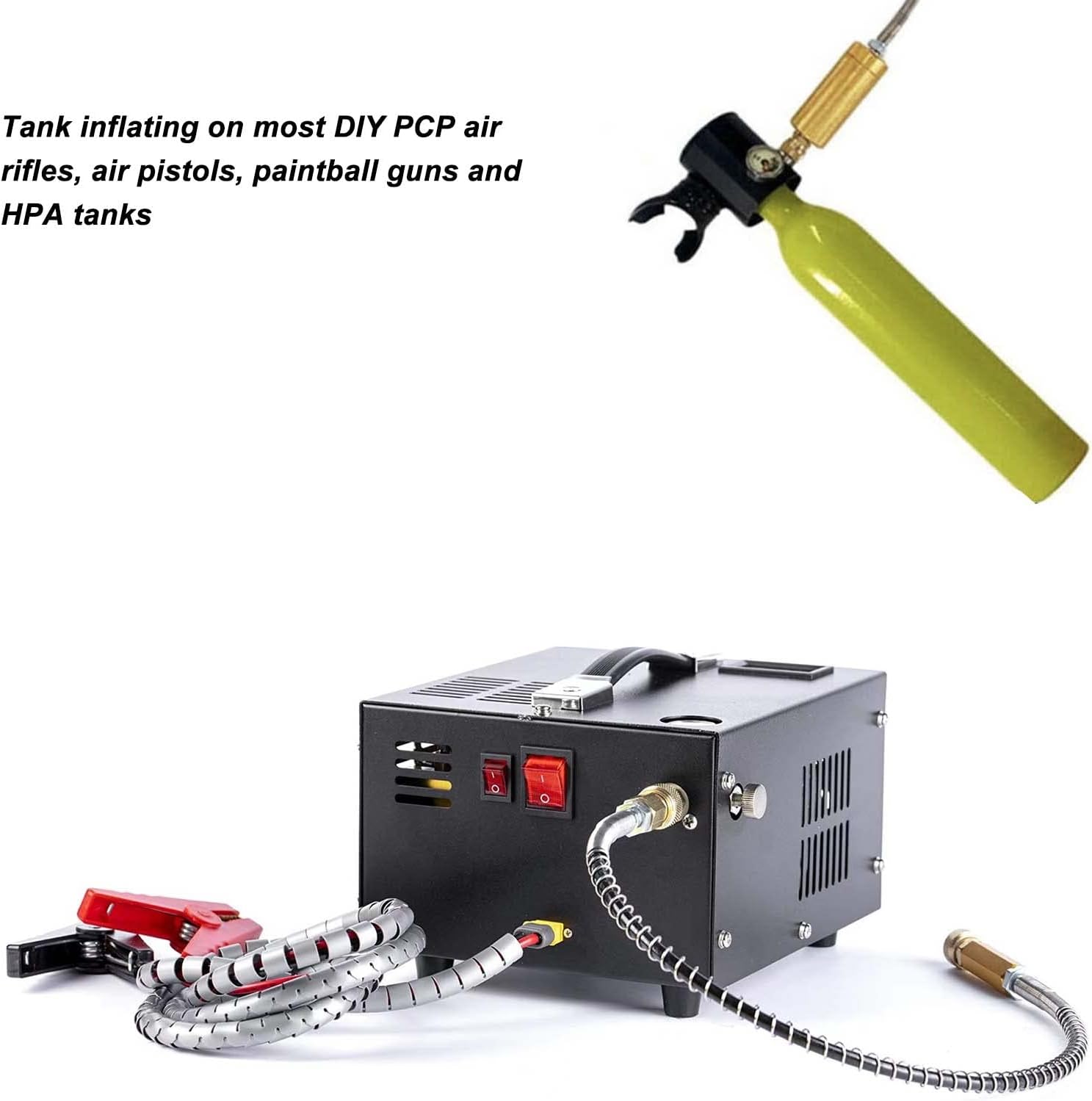 Portable Electric Air Compressor Pump Powerful 4500Psi 30Mpa Digital Display Auto Stop 110V 12V Compatibility with Diving Outdoor Paintball