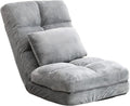 Indoor Chaise Lounge Sofa, Floor Chair with Back Support for Adults, 14 Angle Adjustment Recliner Chair, Folding Floor Lounger with Pillow 8823(Grey)