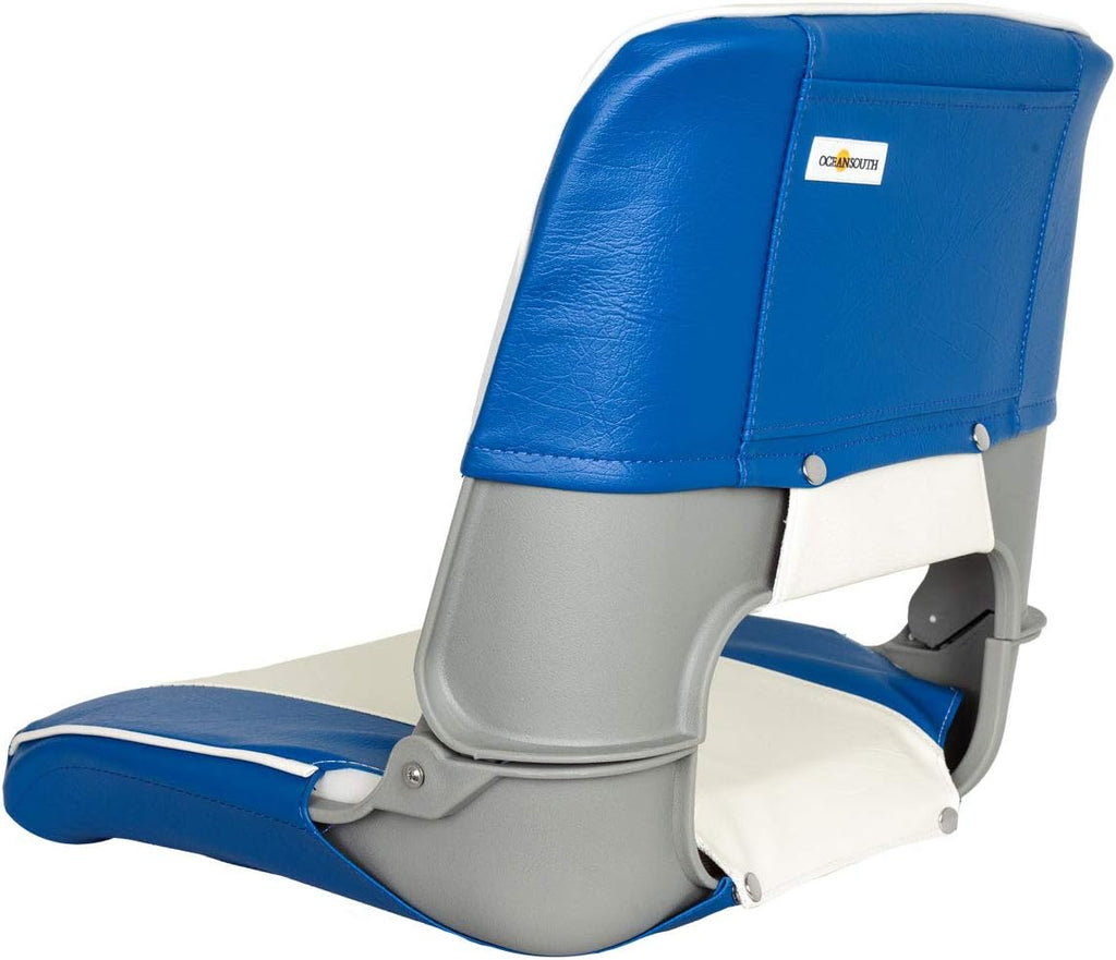 Oceansouth Skipper folding boat seat (Blue/White) seat boat fishing seats canoe with back support paddleboard kayak cushion covers waterproof cushions swivel bobber jon bass accessories mount base