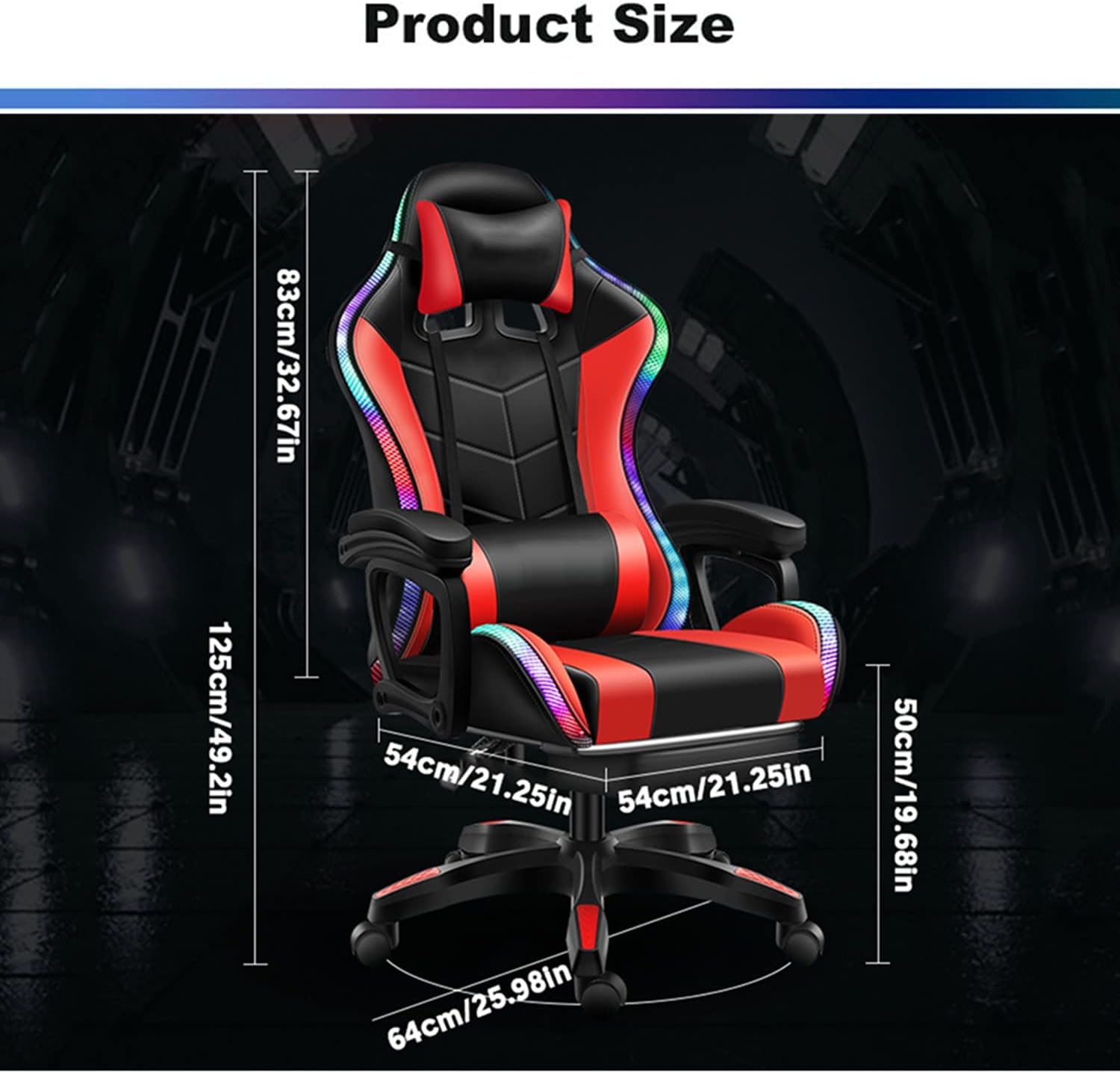 XOOFMASS Gaming Chair with Speakers, Ergonomic Massage Gaming Chair with Massage Function, Video Game Chairs with LED Light Swivel Racing Computer Chair 90°-135° Adjustment of Backrest,White