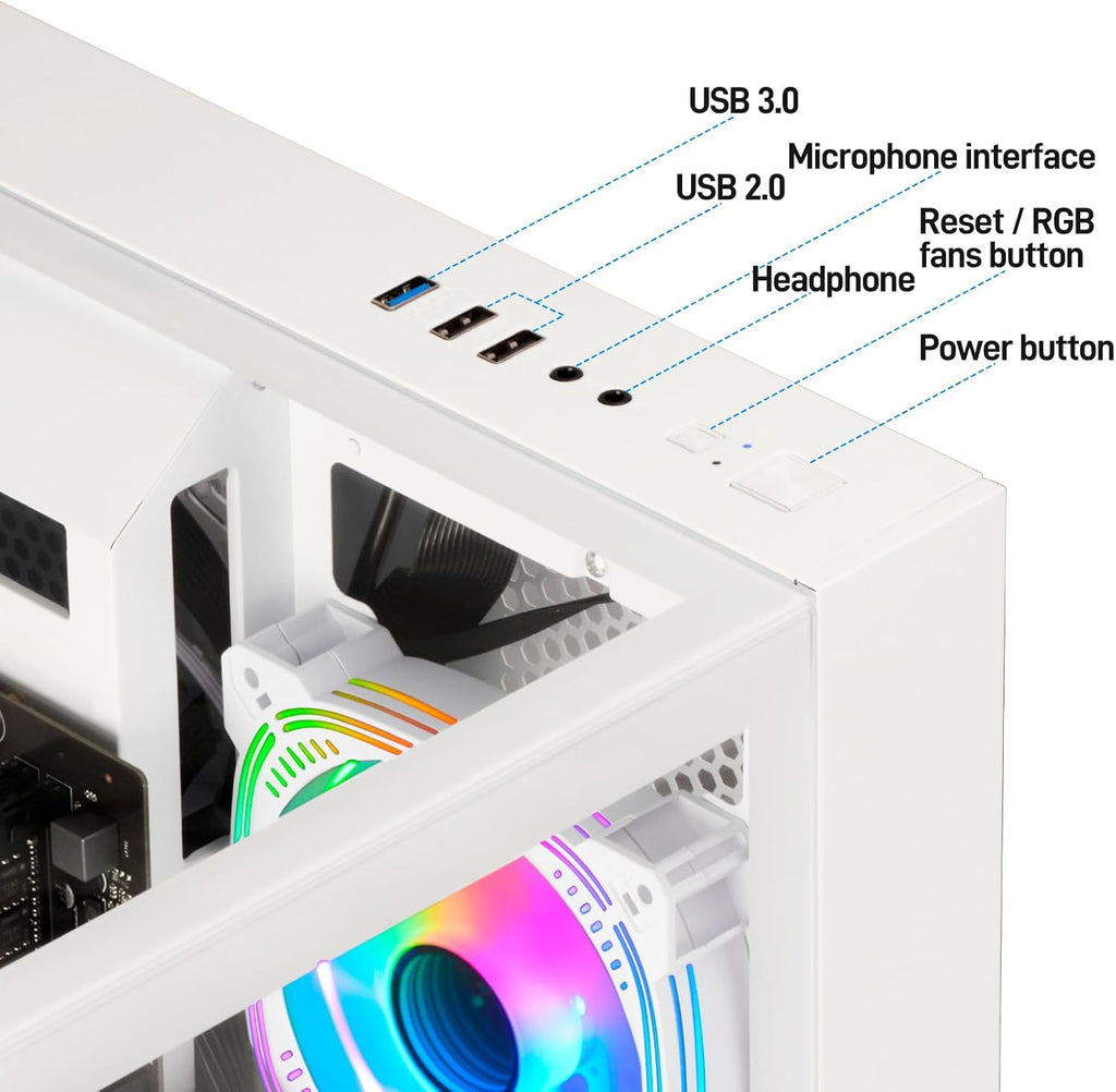 Prebuilt Gaming PC Desktop | Ryzen 5 6Cores 3.6G Up to 4.1G | RX 560 4G Graphics Card | 16G DDR4 RAM | 512G SSD | Wi-Fi 6 | Tower Computer White