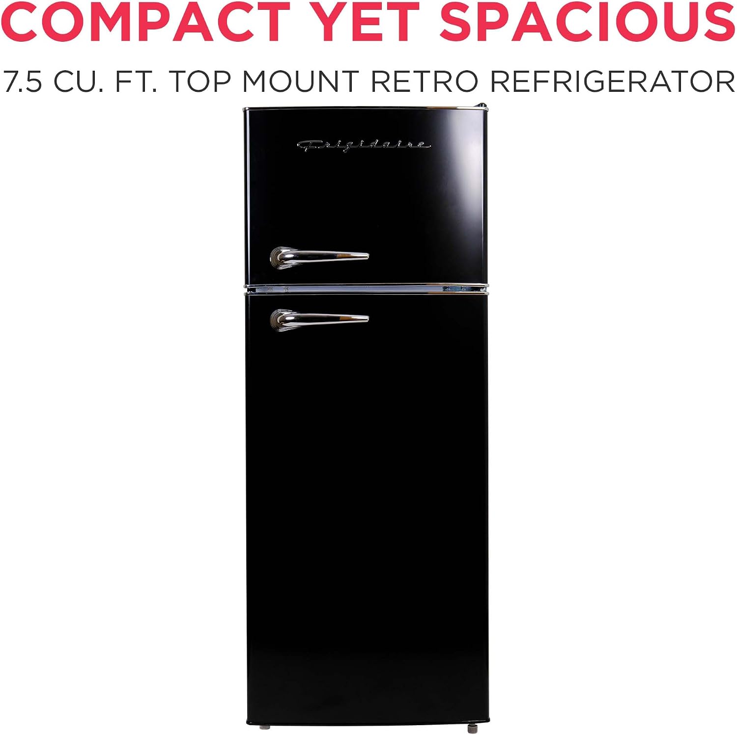 Frigidaire EFR786 Retro Apartment Size Refrigerator with Top Freezer - 2 Door Fridge with 7.5 Cu Ft of Storage Capacity, Adjustable Spill-Proof Shelves, Door & Crisper Bins, Black