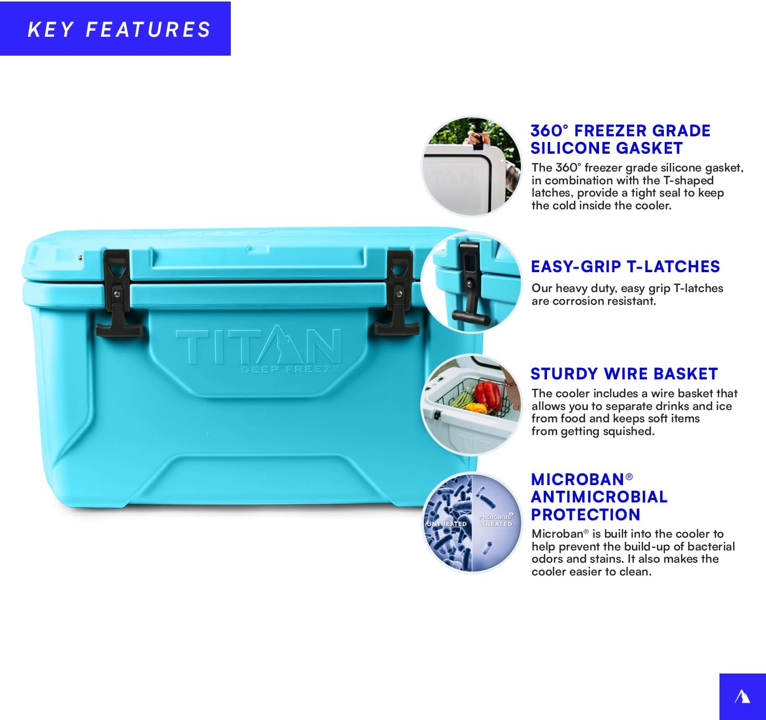 Titan Hard Ice Chest Cooler Roto Cooler with Microban Protection and Deep Freeze Insulation