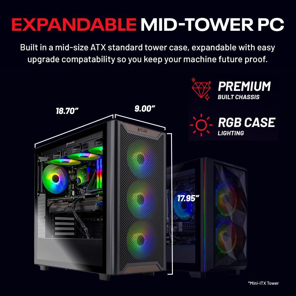 Skytech Chronos Gaming PC Desktop, Ryzen 5 9600X 3.9 Ghz (5.4GHz Turbo Boost), AMD RX 9070 16GB GDDR6, 1TB Gen4 NVMe SSD, 16GB DDR5 RAM 6000, 850W Gold PSU, Wi-Fi, Win 11