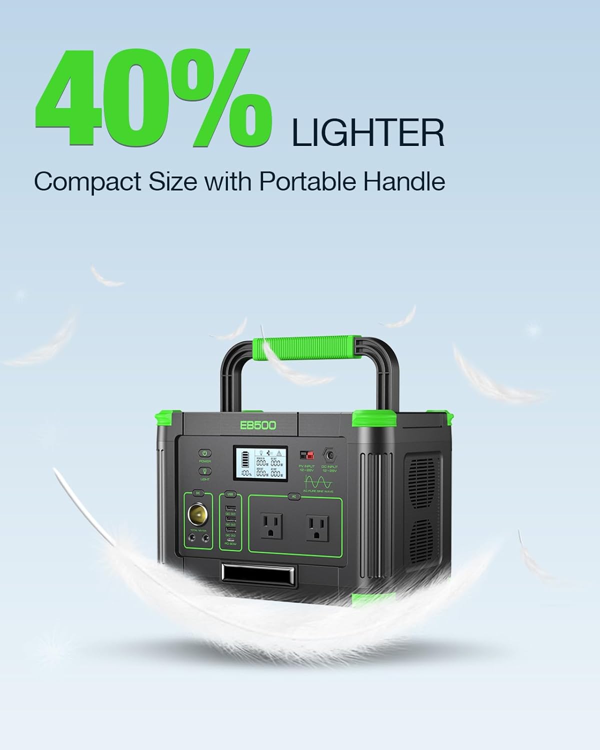 500W Portable Power Station with 100W Solar Panel, 519.48Wh Solar Generator Kit with 60W USB-C PD Output, 110V Pure Sine Wave AC Outlet Backup Lithium Battery for Outdoors Camping Travel Emergency