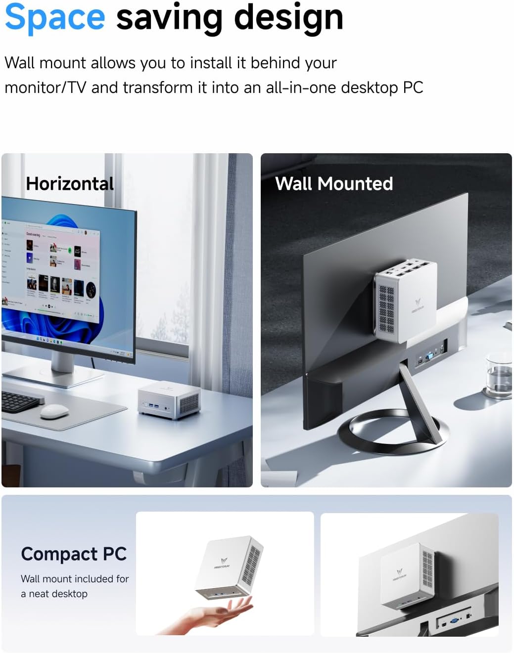 MINISFORUM Mini PC UM750L Slim AMD Ryzen 5 7545U 16GB RAM 1TB SSD Desktop PC, HDMI|DP|USB4 Video Outputs, 2.5G LAN Port, WiFi 6E+BT5, 4xUSB Port AMD Radeon 740M Graphics Micro Computer,