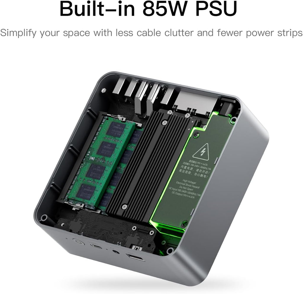 Beelink EQi12 Mini PC, Intel Core i5-1235U (up to 4.4GHz) 10C/12T, Mini Computer 16GB DDR4 3200MHz 500GB PCIe4.0 SSD, Dual HDMI Display 4K 60Hz/WiFi6/BT5.2/HTPC/Built-in PSU/Office/Home
