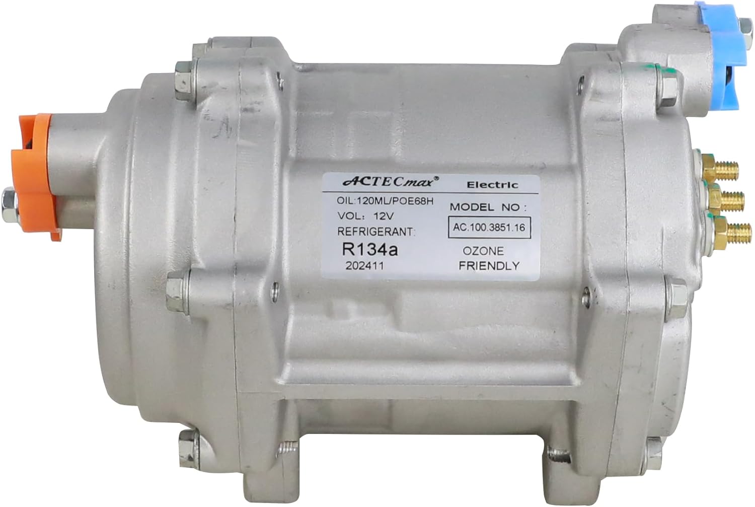 ACTEMAX Universal 12V Automotive Electric Air Conditioner Compressor Kit, Replacement A/C Compressor with External Control Panel, with Extra Power Cord and Straight Fittings