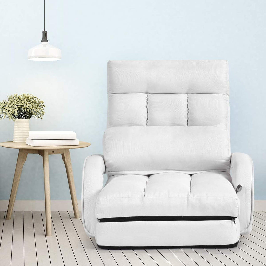 GOFLAME Adjustable Folding Massage Lazy Sofa, Floor Chair Sofa, Padded Gaming Chair with Armrests and Pillow