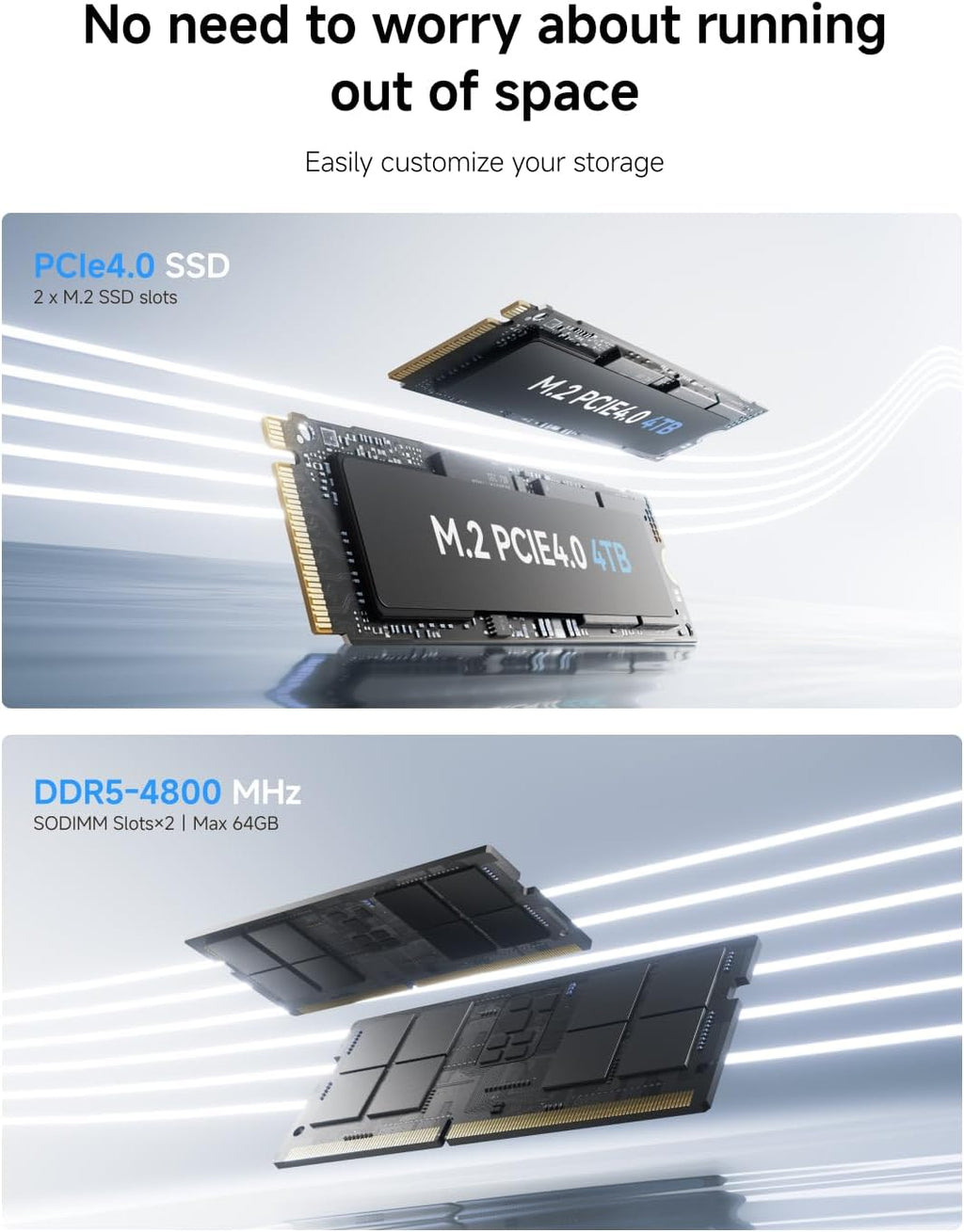MINISFORUM UM760 Slim Mini PC AMD Ryzen 5 7640HS DDR5 32G RAM 512GB SSD PCIe4.0 Desktop Computer,HDMI/DP/USB4 8K@60Hz Output, 1X 2.5G RJ45 Port, 4X USB Port, Dual Band WiFi, AMD Radeon 760M Graphics