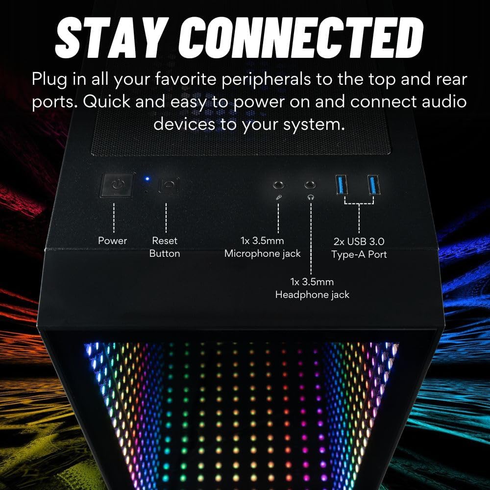 Continuum Micro RTX 5080 16GB, 8-Core AMD Ryzen 7 9700F CPU, 32GB DDR5 RAM, 2TB Gen4 NVMe SSD, Gaming Desktop PC w/Windows 11 Pro, 3-Year Warranty, RGB Keyboard+Mouse, Internal Wi-Fi