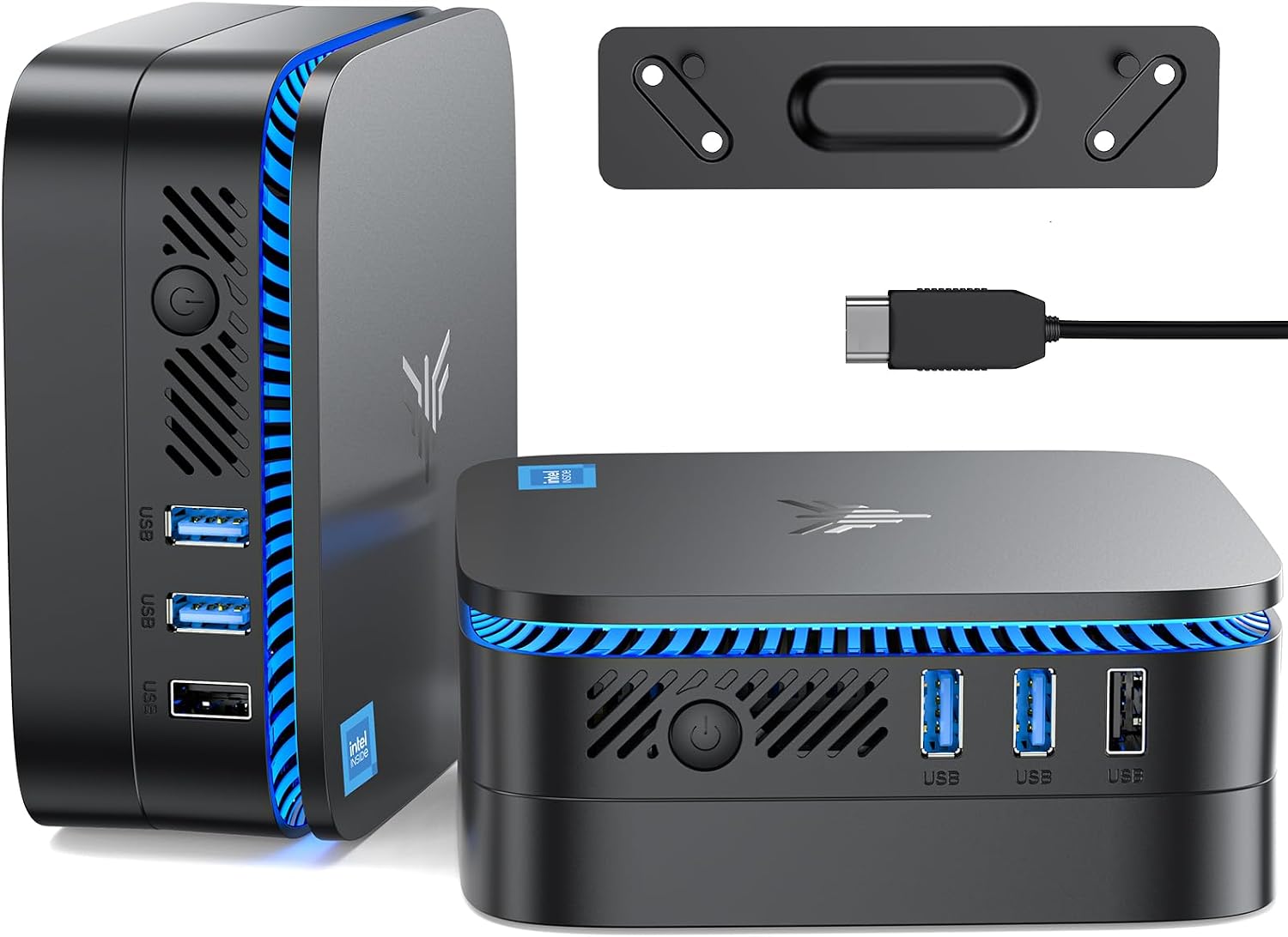 KAMRUI Mini PC with N100 Processor, 16GB DDR4 RAM 1TB M.2 SSD, Mini Computer with Ethernet, 2 HDMI, 4 USB-A, Small Computer WiFi, Bluetooth for Office, Home, Business
