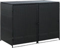 vidaXL Garbage Can Shed, Trash Bin Shed, Double Wheelie Bin Storage, Outdoor Garbage Can Enclosure for Garden Patio Lawn, Black Poly Rattan