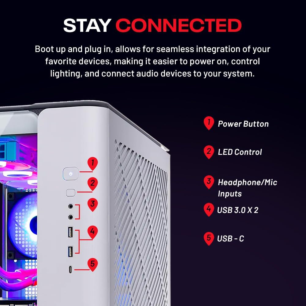 Skytech Gaming King 95 Gaming PC, AMD Ryzen 7 9800X3D 4.7GHz, AMD RX 9070XT 16GB VRAM, 2TB Gen4 NVMe SSD, 32GB DDR5 RAM 6000, 1000W Gold PSU, 360 ARGB AIO, WI-FI 5, Windows 11, Desktop