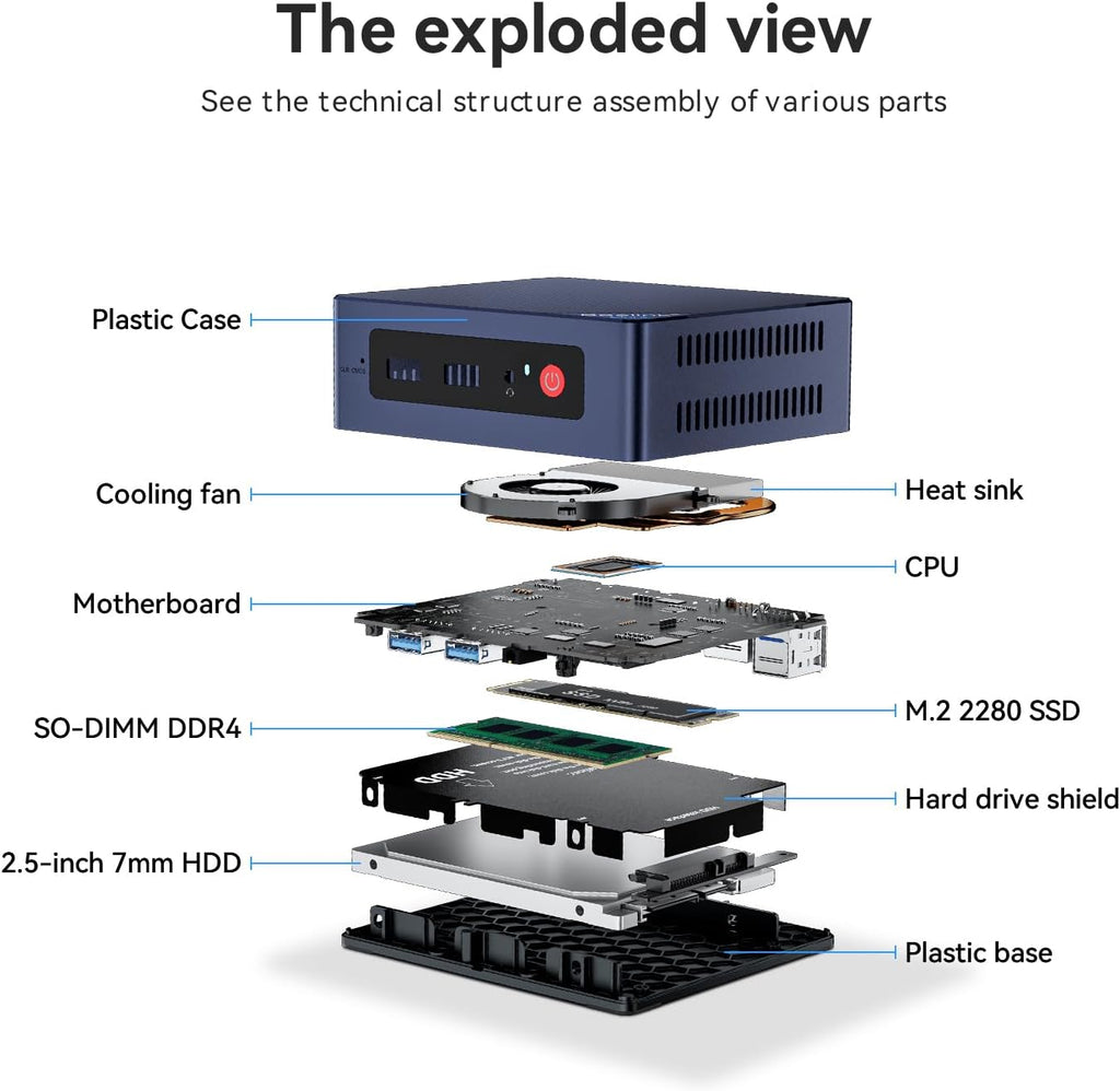 Beelink Mini S12 Pro Mini PC, Intel 12th Gen N100 (4C/4T, up to 3.4GHz), 16GB DDR4, 500GB SSD, Desktop Computer Support Dual HDMI 4K@60Hz, WiFi 6, BT5.2, NAS, Low Power