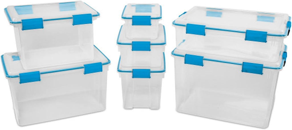 Sterilite 4-Pack Gasket Box, Weather-Resistant Storage Bins with Latching Lids, 80 Quart - Heavy-Duty Organizing Containers for Closet, Bathroom, and Office