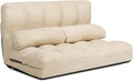 DORTALA Foldable Floor Sofa, 6-Position Adjustable Lounge Couch with 2 Pillows & Suede Cloth Cover, Modern Lounge Mattress Video Gaming Lazy Couch, Suede Floor Seating Sofa, 71' x 44.5', Beige