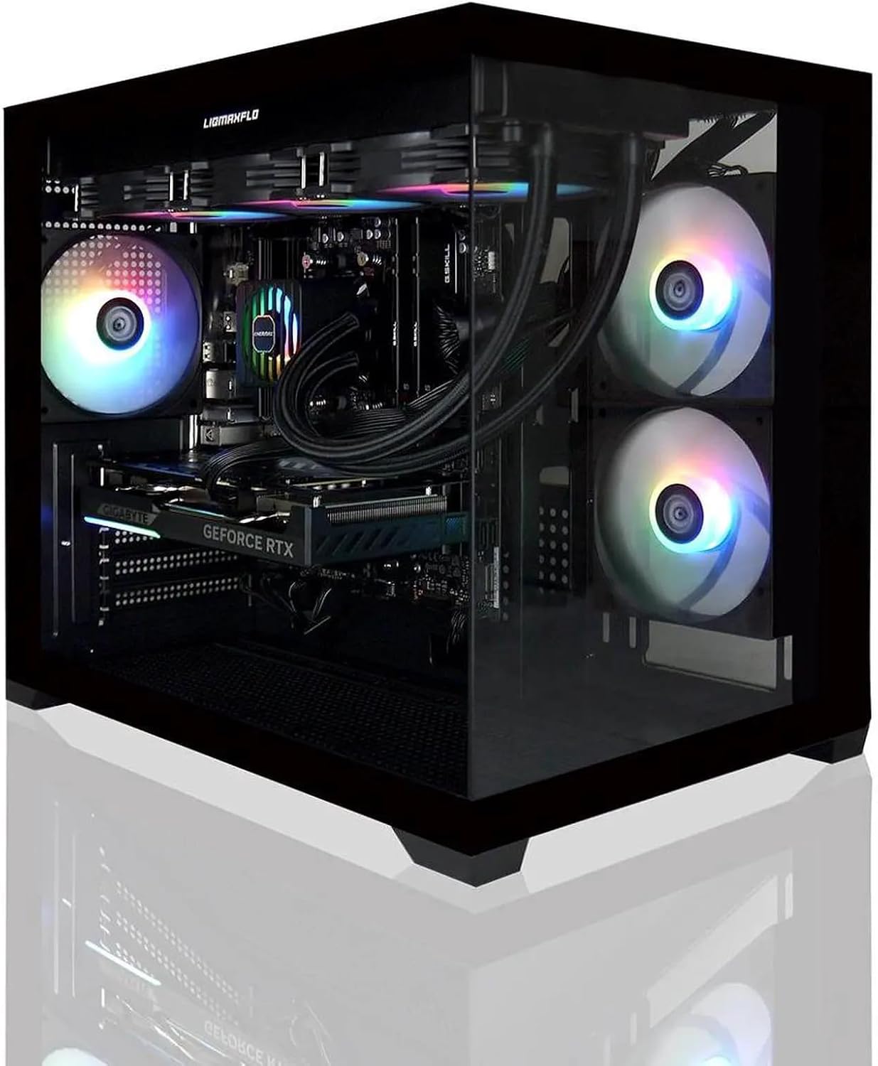 Hellfire Gaming PC AMD Ryzen 5 9600X ; RTX 5070 12GB; 16GB DDR5 RAM; 1 TB NVME M.2 SSD; 360mm AIO Liquid Cooler; ARGB Fans; WiFi/AC ; Dual Chamber Case; Windows 11 Home (96X 16GB | 5070)