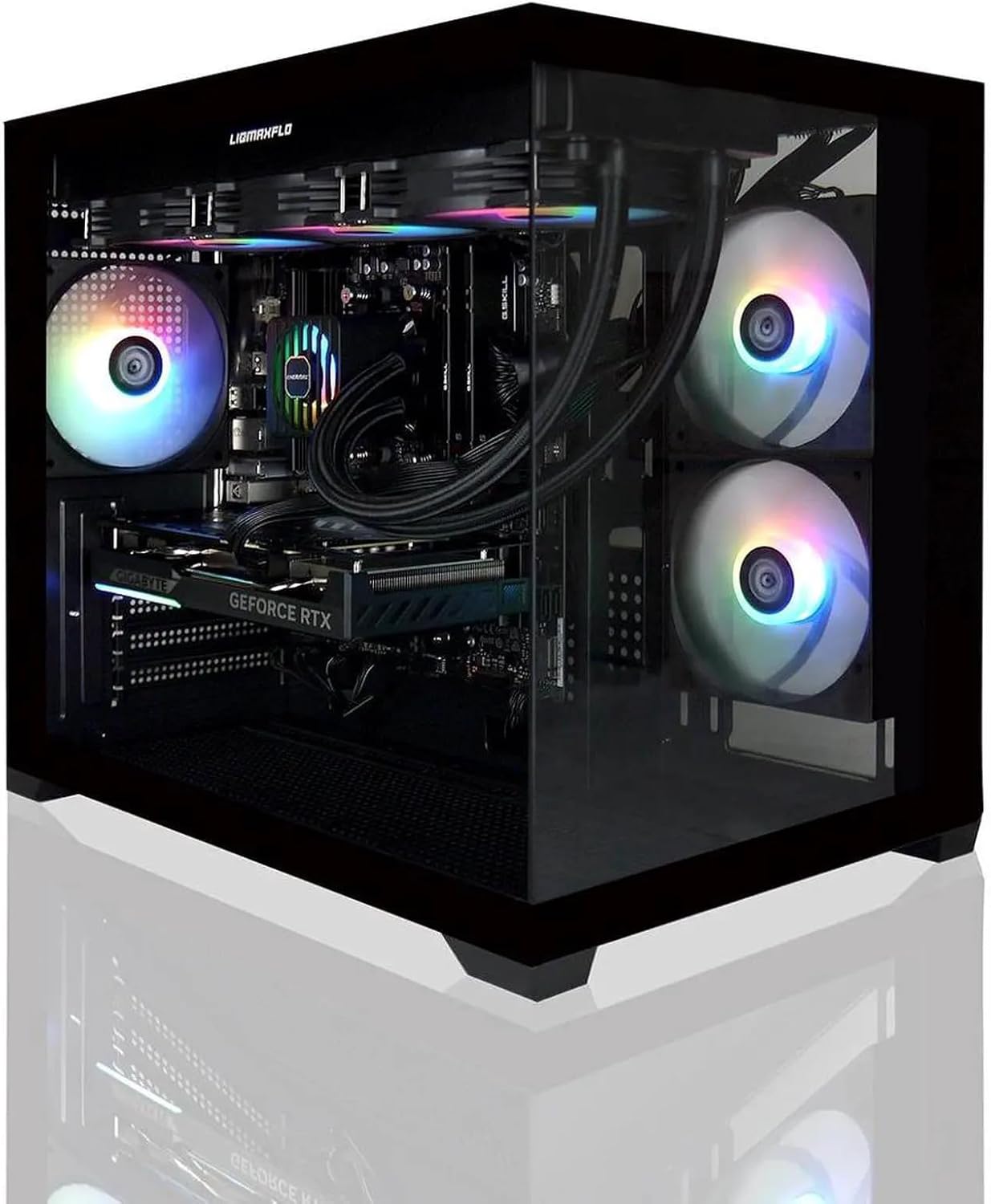 Hellfire Gaming PC AMD Ryzen 5 9600X; Radeon RX 9060 XT 16GB VRAM; 32GB DDR RAM; 1 TB NVME M.2 SSD; 360mm AIO Liquid Cooler; ARGB Fans; WiFi/AC ; Dual Chamber Case; Windows 11 Home