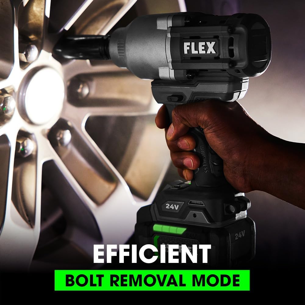 FLEX 24V Brushless Cordless 1/2-Inch 1,150 Ft-Lbs High Torque Impact Wrench Kit with 5.0Ah Lithium Battery and 160W Fast Charger - FX1471-1C