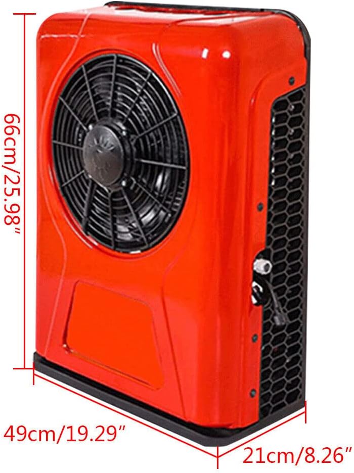 CNCEST 12V DC Air Conditioner 12000BTU, Universal Split AC Kit for Truck Cab RV Caravan Semi Trailer, Portable Electric Cooling AC Unit for Bus Van Excavator Vehicle (Red 12V)