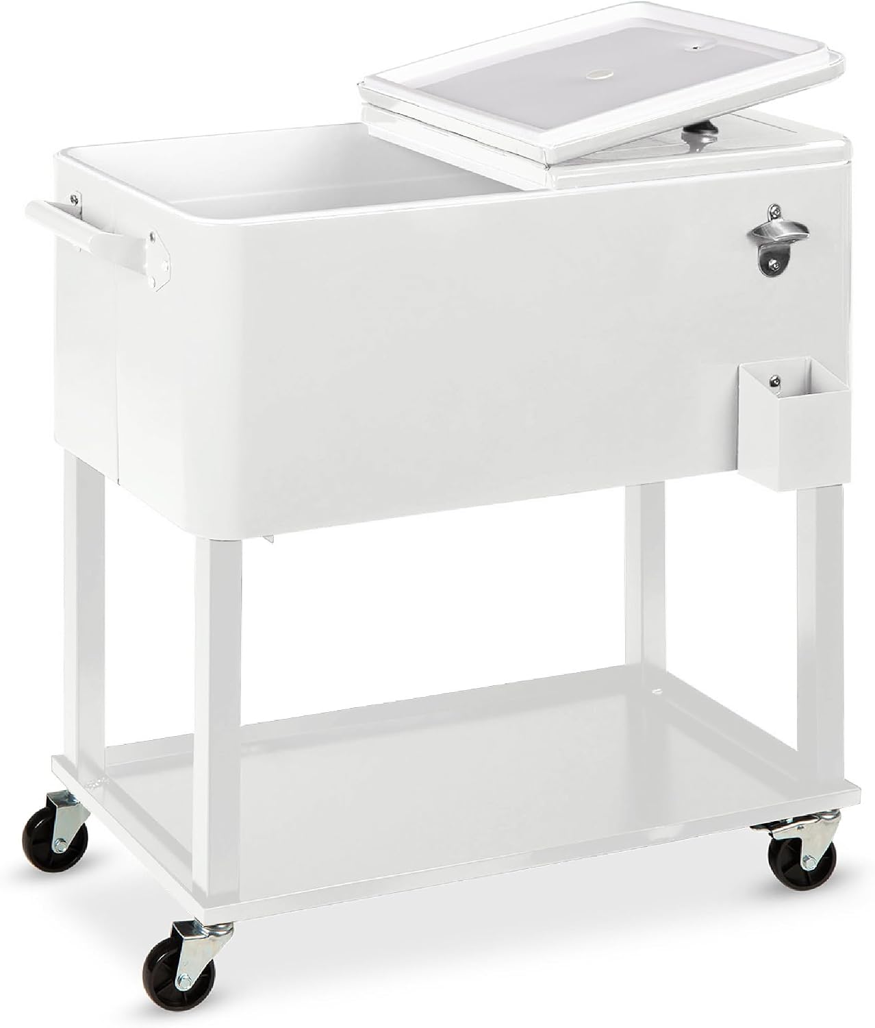 Best Choice Products 80-Quart Outdoor Steel Rolling Cooler Cart w/Ice Chest, Bottle Opener, Catch Tray, Drain Plug, Locking Wheels