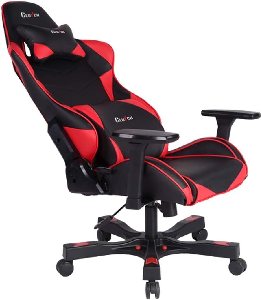 Clutch Chairz Crank Series Gaming Chair - Premium Ergonomic Design, Lumbar and Head Support Pillows - Black/Red