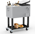 Ice Chest with Wheels, 60 Quart Portable Rolling Cooler with Bottle Opener & Cap Collector & Bottom Storage Tray for Patio Party & BBQ & Beach Activities