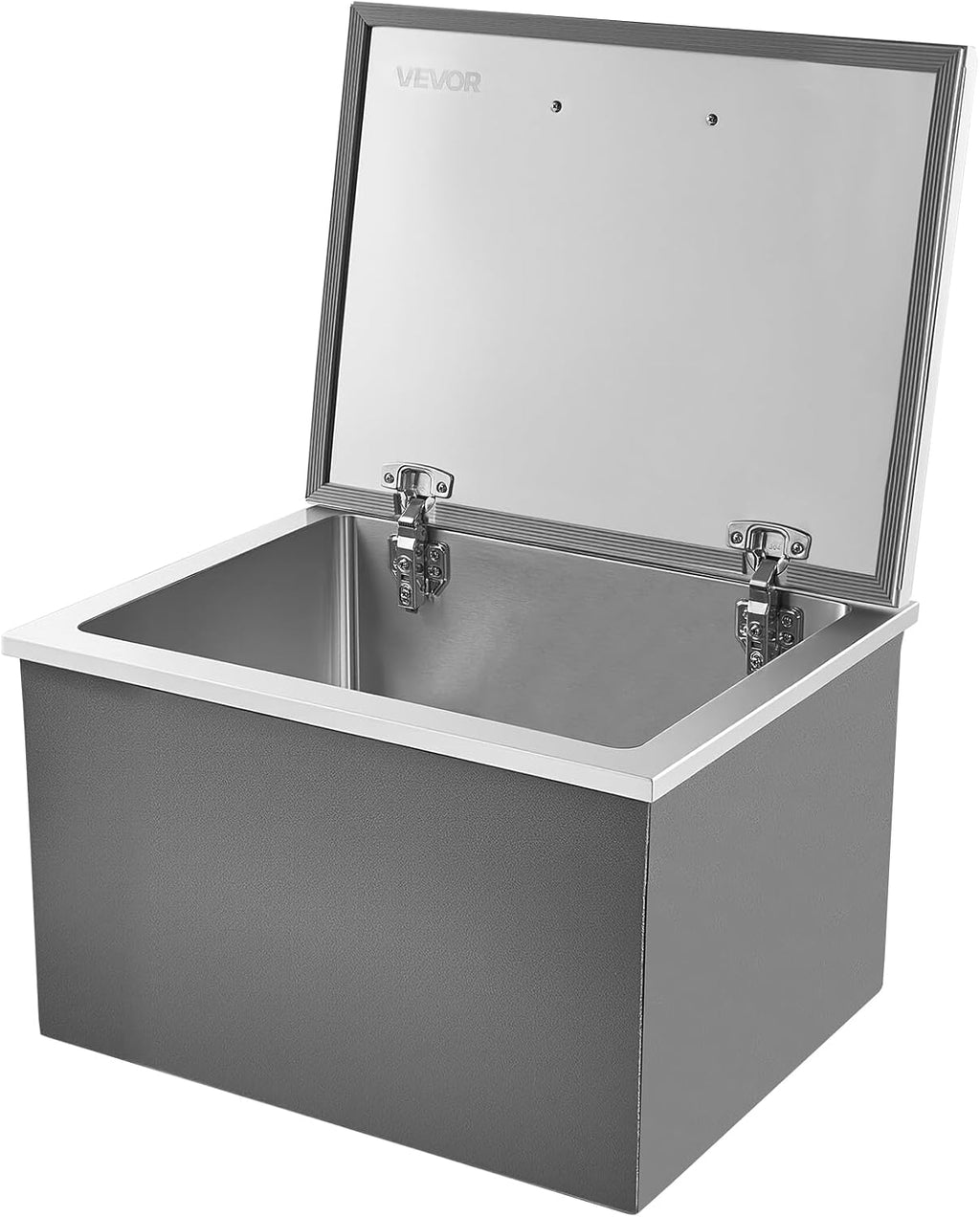 VEVOR Drop in Ice Chest, Stainless Steel Drop in Cooler, Commercial Ice Bin with Lid for Outdoor Kitchen Patio Bar, Drain-Pipe Set Included, Cooling Bins with Cover for Cold Wine Beer
