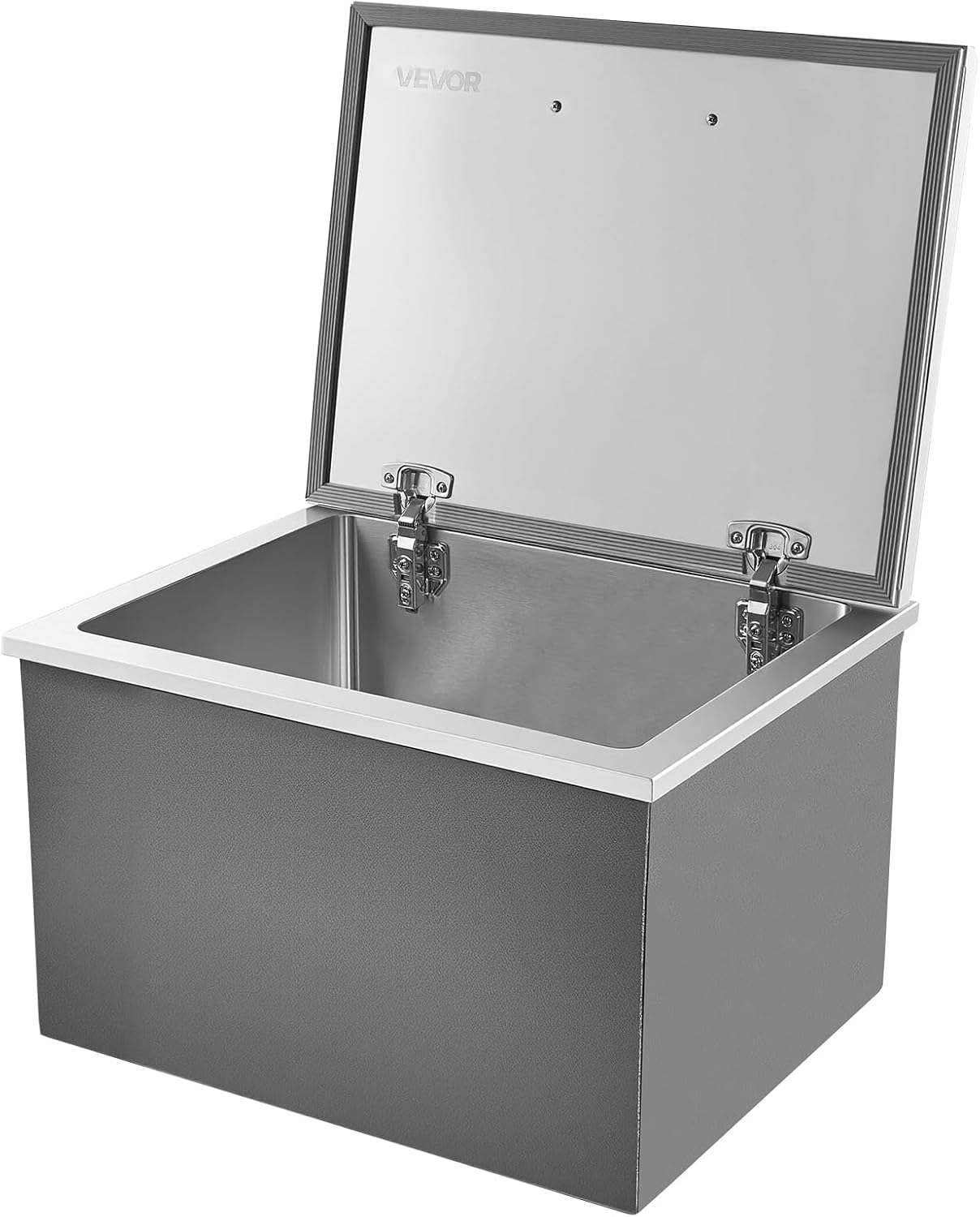 VEVOR Drop in Ice Chest, Stainless Steel Drop in Cooler, Commercial Ice Bin with Lid for Outdoor Kitchen Patio Bar, Drain-Pipe Set Included, Cooling Bins with Cover for Cold Wine Beer