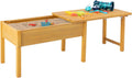 BIRASIL Wooden Kids Sensory Tables with Folding Lid, Activity Table for Children, Elevated Play Tables with Storage for Indoor Outdoor, Yellow
