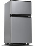 Manastin 3.6 Cu.Ft 2-Door Refrigerator with Freezer, 7-Level Thermostat & Adjustable Shelves, Quiet Operation for Kitchen, Office & Dorm (Silver)
