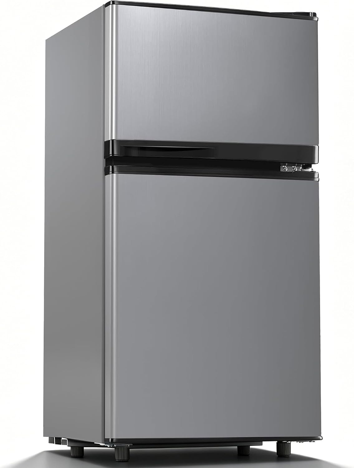 Manastin 3.6 Cu.Ft 2-Door Refrigerator with Freezer, 7-Level Thermostat & Adjustable Shelves, Quiet Operation for Kitchen, Office & Dorm (Silver)
