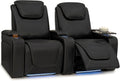 Seatcraft Equinox Zero-Gravity CoolZero Italian Leather Home Theater Seating, Powered Headrest, Powered Lumbar, Powered Recline, Row of 2, Black