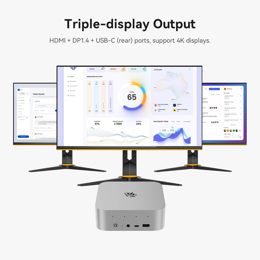 Beelink SEI13 PRO Mini PC - Intel i9 13900HK(14C/20T,up to 5.4GHZ),32GB LPDDR5 1TB PCIe4.0 SSD Mini Computer Supports 4K Triple-Display/AI Chip/Voice Interaction/Dual Speaker/2.5Gbps