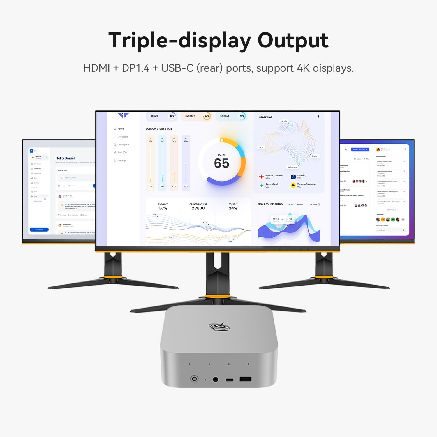Beelink SEI13 PRO Mini PC - Intel i9 13900HK(14C/20T,up to 5.4GHZ),32GB LPDDR5 1TB PCIe4.0 SSD Mini Computer Supports 4K Triple-Display/AI Chip/Voice Interaction/Dual Speaker/2.5Gbps