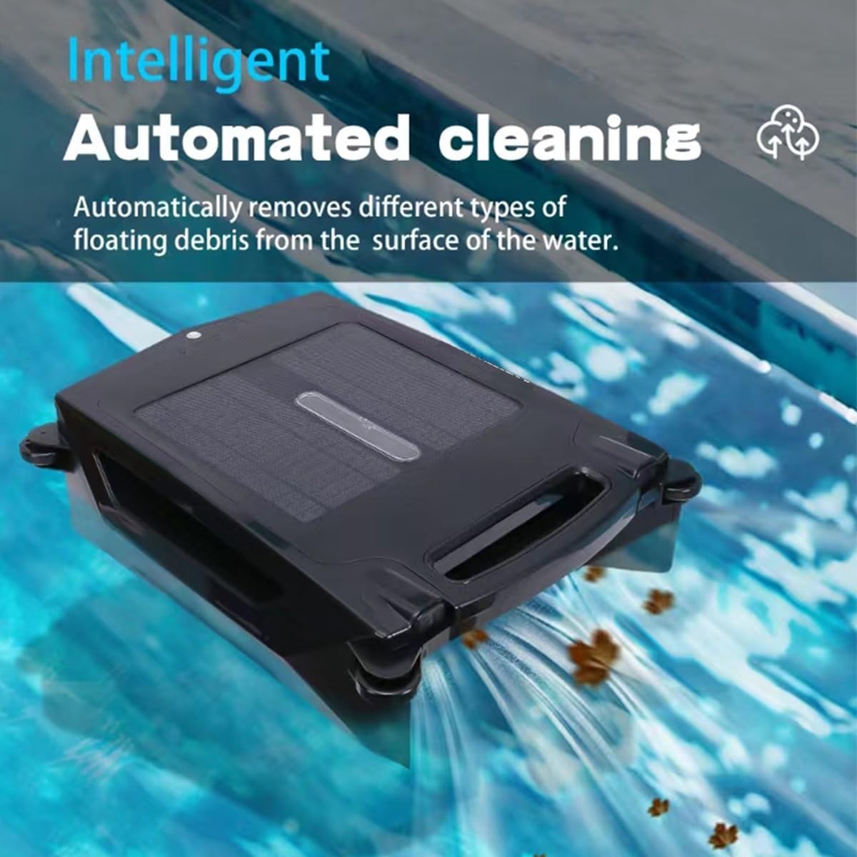 Automatic Pool Skimmer Cleaner Robot,Pool Cleaner Robot,Solar Pool Skimmer Basket Cleaner Robotic with Automatic Obstacle Avoidance Dual Charging Options,80㎡ 450um,for Home Use