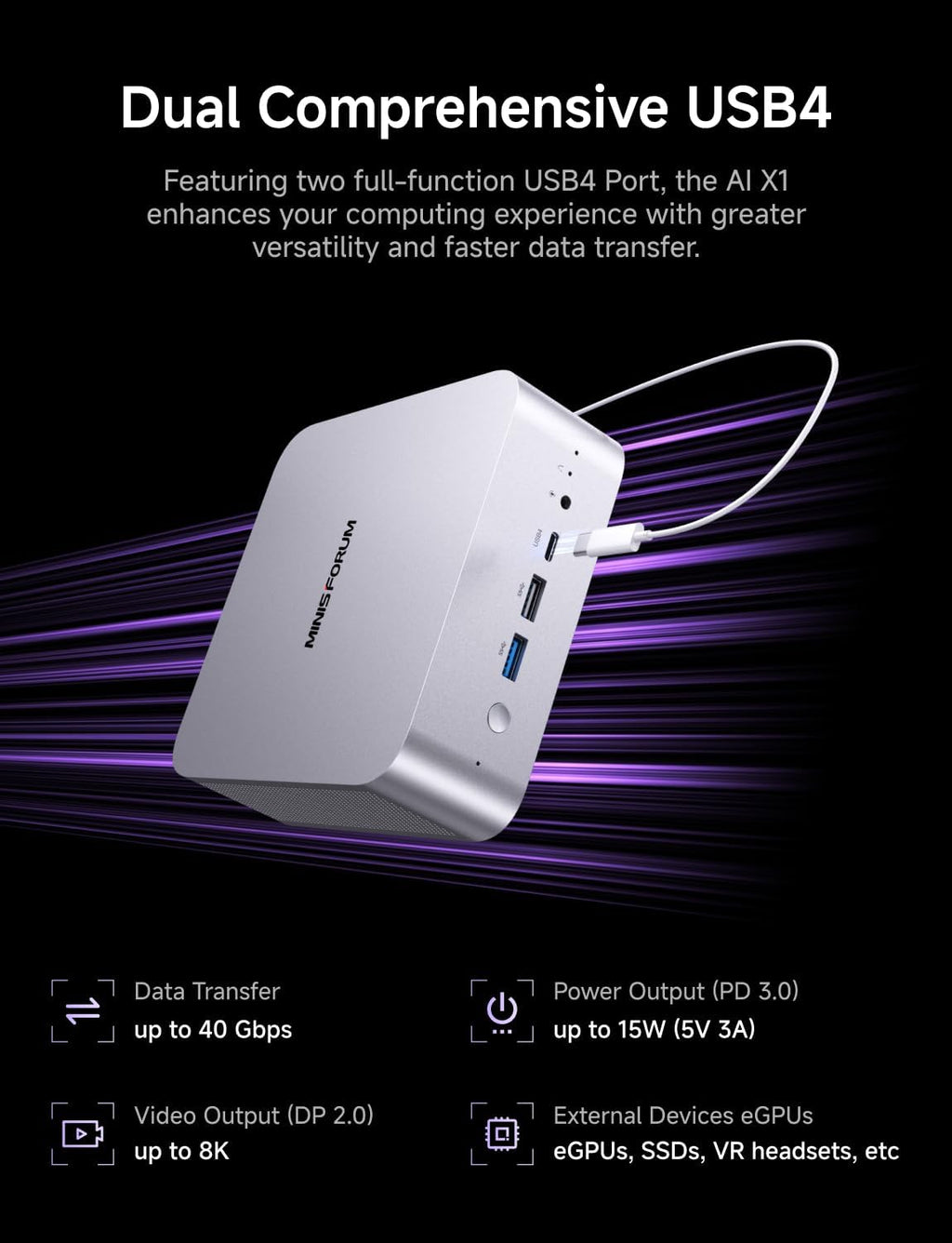 MINISFORUM Mini PC X1-255 AMD Ryzen 7 255 16GB DDR5 512GB PCIe4.0 SSD Desktop Computer, HDMI|DP|2xUSB4, 2.5G Lan/WiFi7/BT5.4/Oculink, Built-in Dual Microphones, AMD Radeon Graphics Micro PC