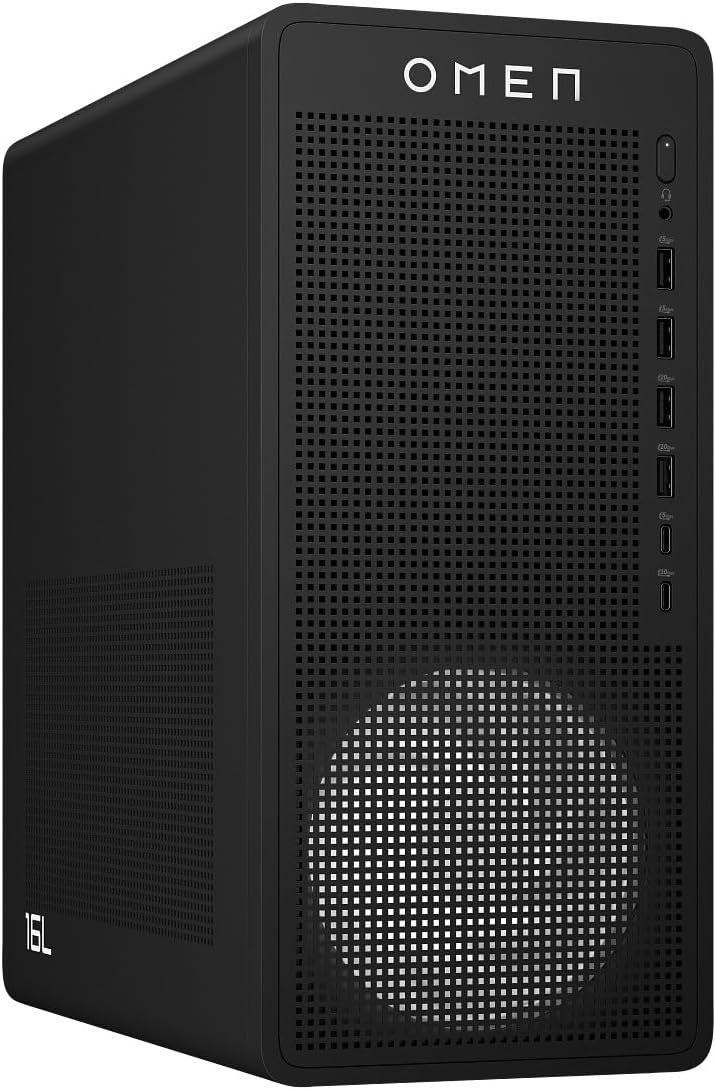 HP Omen 16L Gaming PC (RTX 4060 8GB, AMD Ryzen 7 8700F, 32GB DDR5 RAM, 1TB NVME PCIe SSD, RJ45, WiFi 6 + BT 5.4, USB-C, HDMI, Windows 11 Pro) Desktop Computer for Gamers w/RGB Accessories