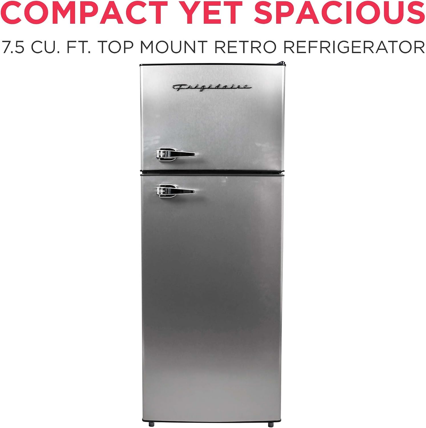 Frigidaire, 2 Door Apartment Size Refrigerator/Freezer Combo, 7.5 cu ft, Platinum Series, Stainless, 23' D x 21.5' W x 55.5' H